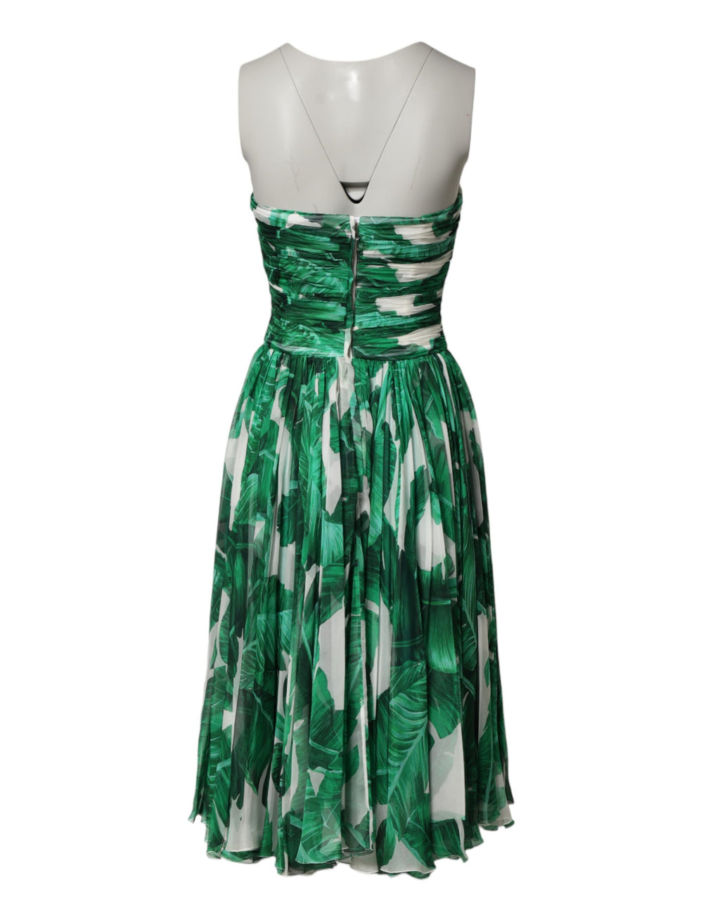 Dolce & Gabbana Green Pineapple-Detail Dress with Banana Leaf Print