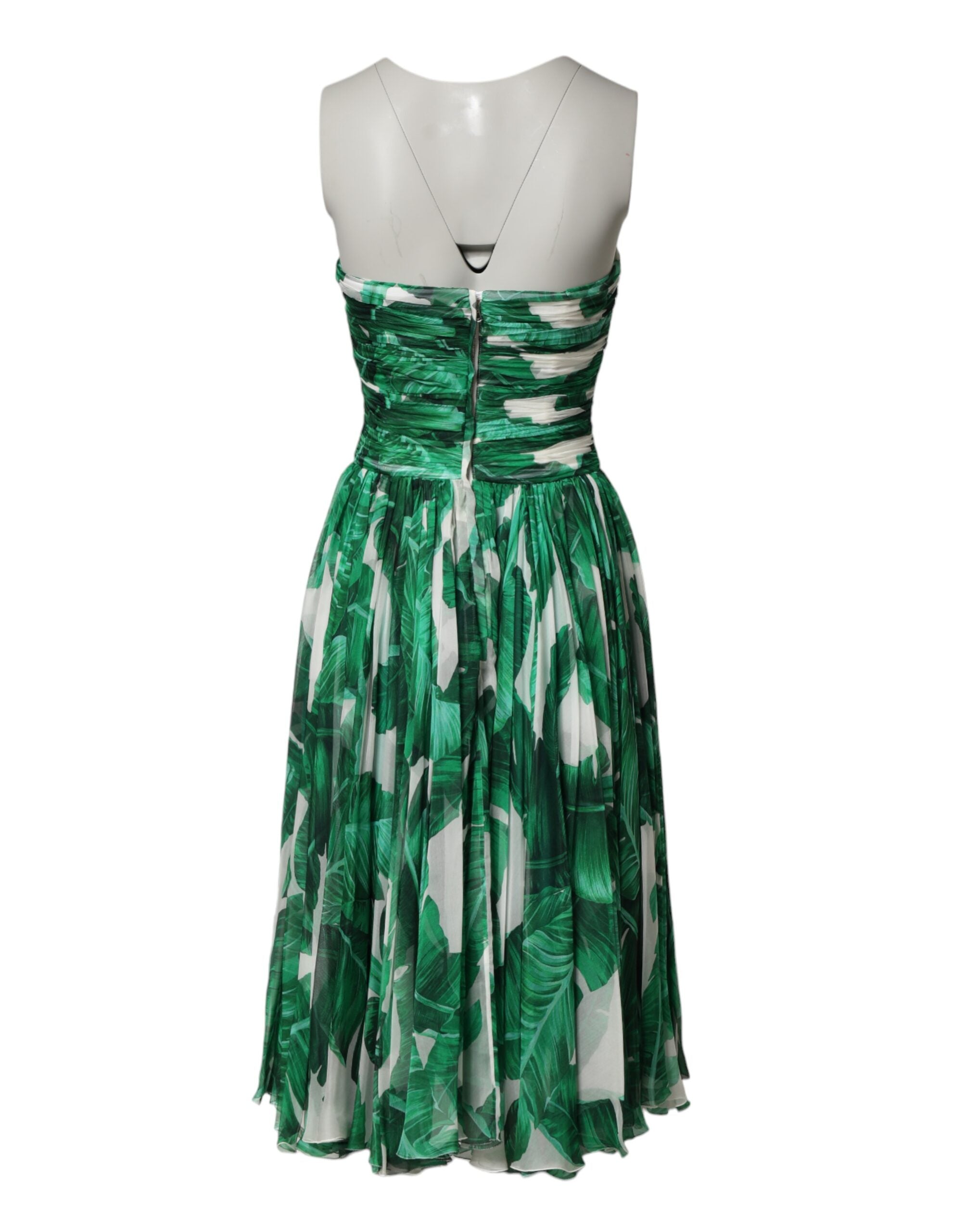 Dolce & Gabbana Green Pineapple-Detail Dress with Banana Leaf Print