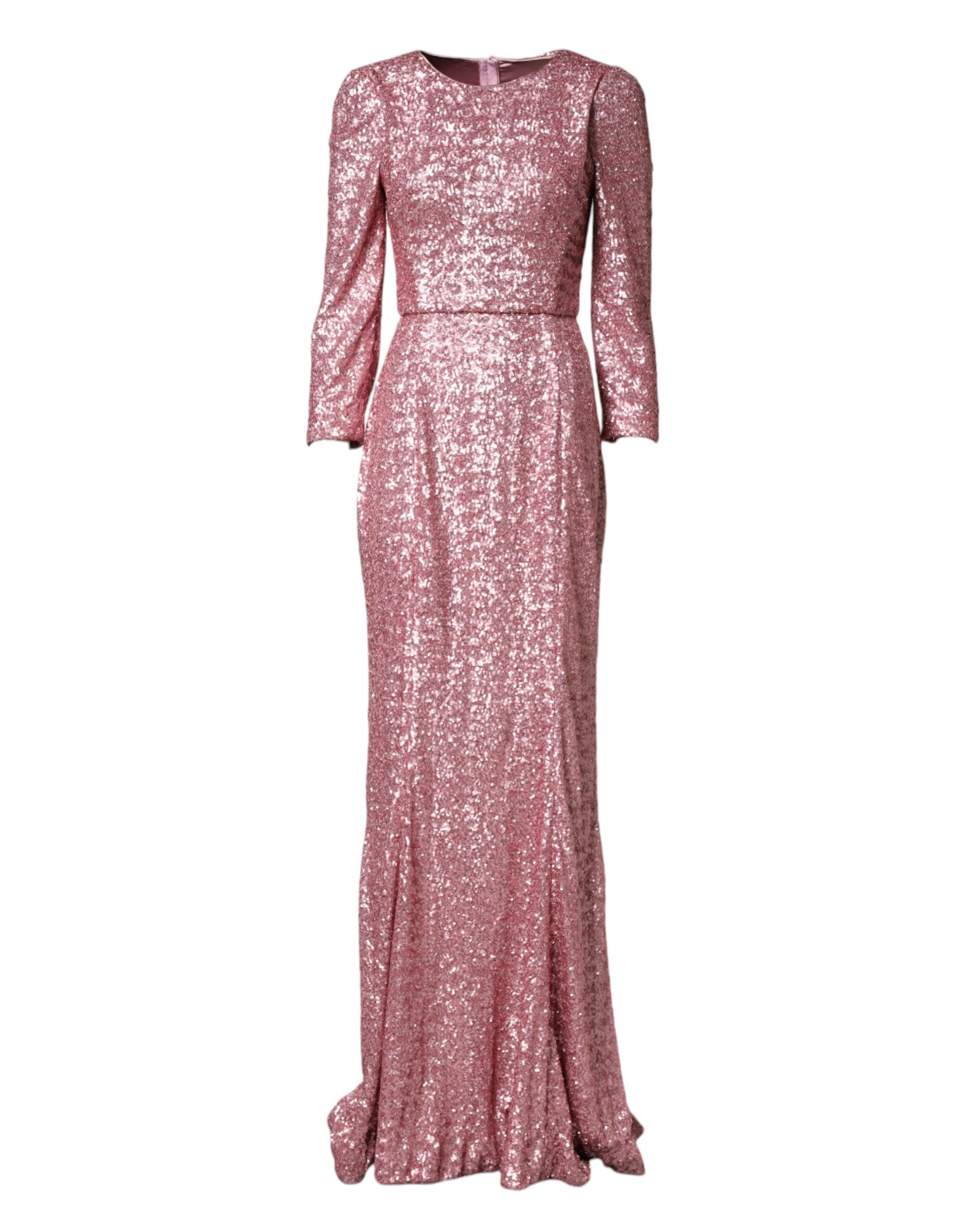 Dolce & Gabbana Pink Sequin Mermaid Evening Gown