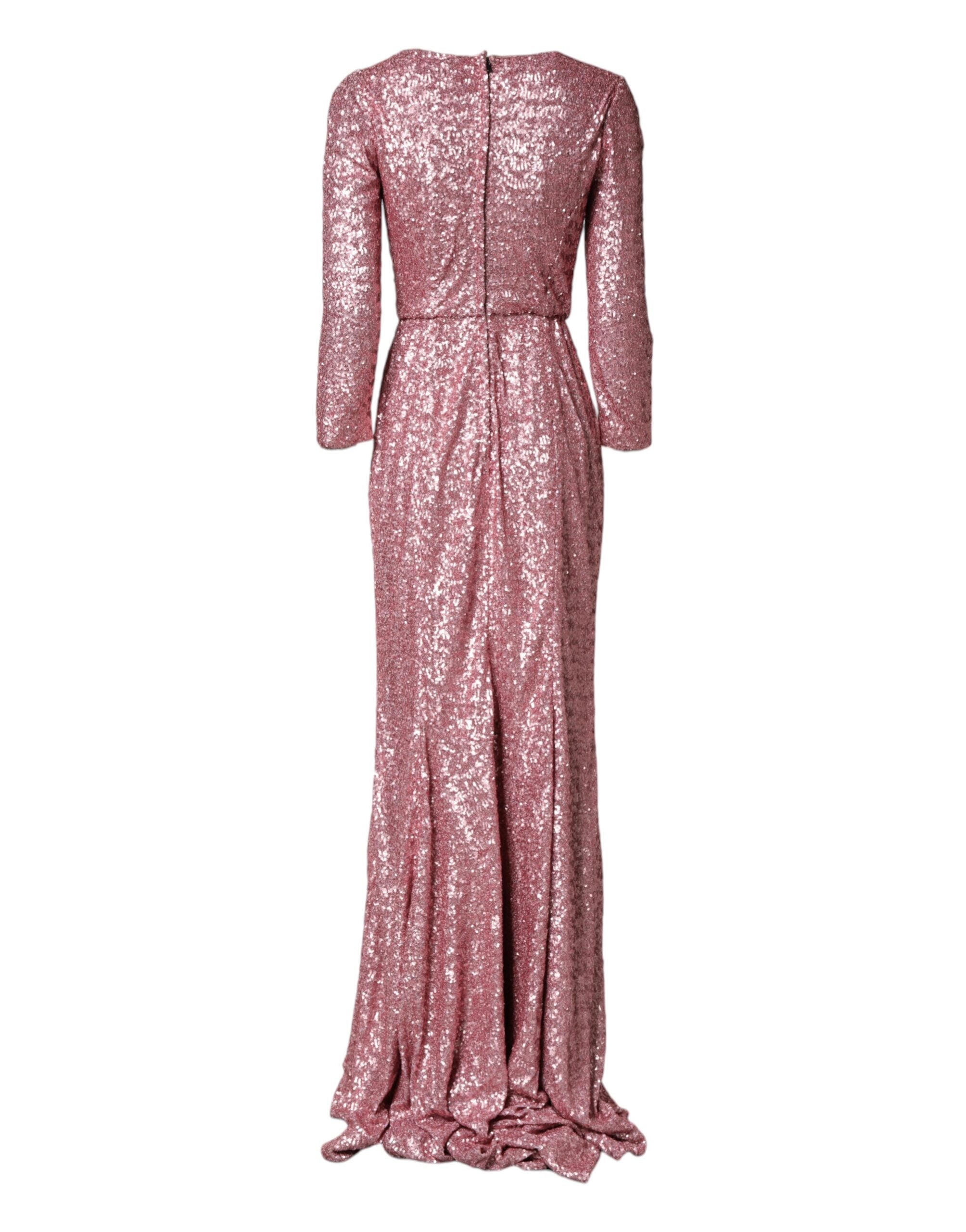Dolce & Gabbana Pink Sequin Mermaid Evening Gown
