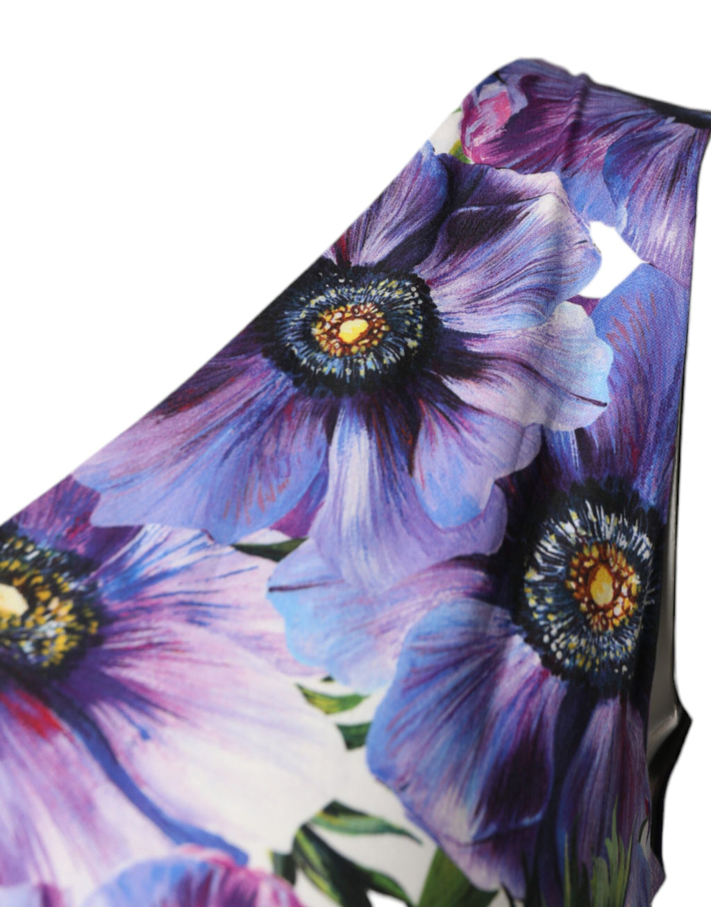 Dolce & Gabbana Purple Anemone-Print Pleated Midi Dress