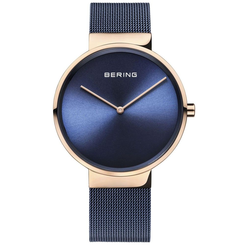 BERING Navy Blue Stainless Steel Watch