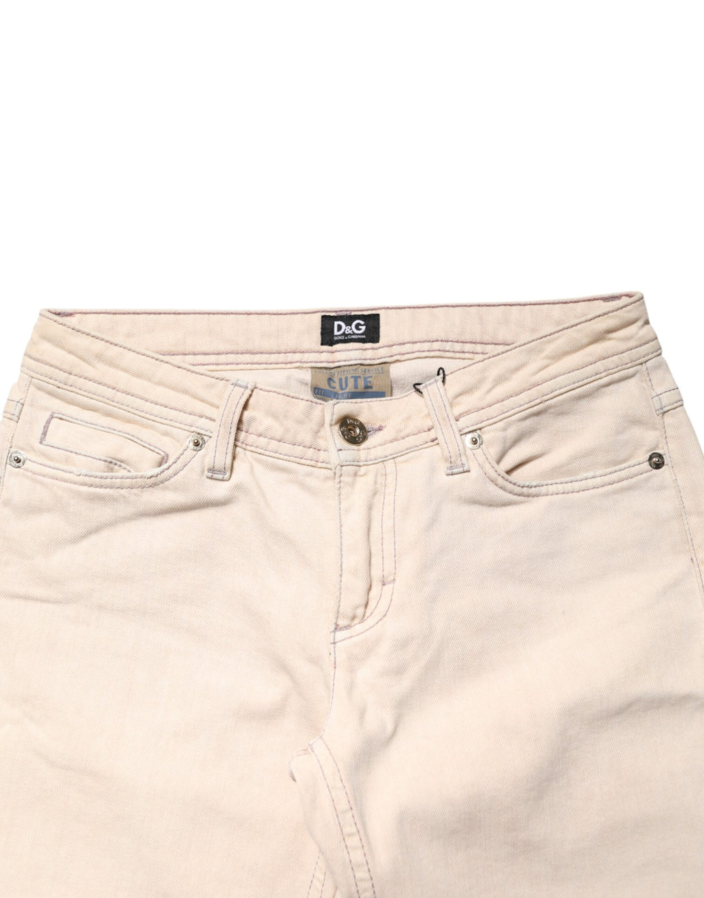 Dolce & Gabbana Beige-Jeans mit niedriger Taille und schmaler Passform aus Baumwolle