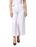 Dolce & Gabbana Weiße, hochgeschnittene, weite Cropped-Hose aus Baumwolle
