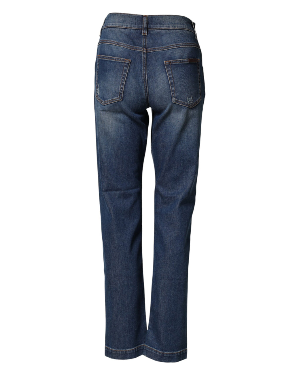 Dolce & Gabbana Blue Floral Embroidered Boyfriend Jeans