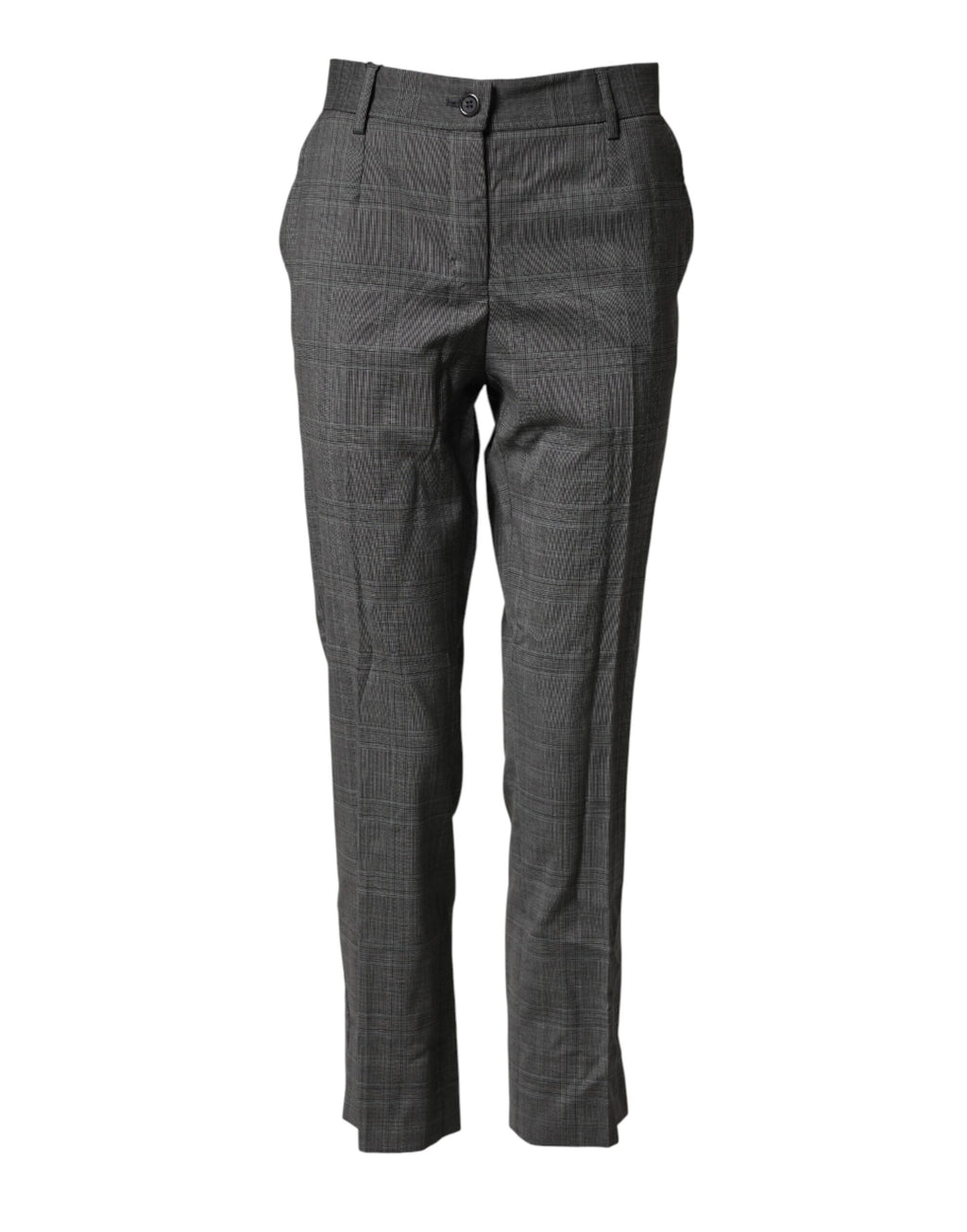 Dolce & Gabbana Dark Grey Checked Tartan Trousers in Pure Virgin Wool