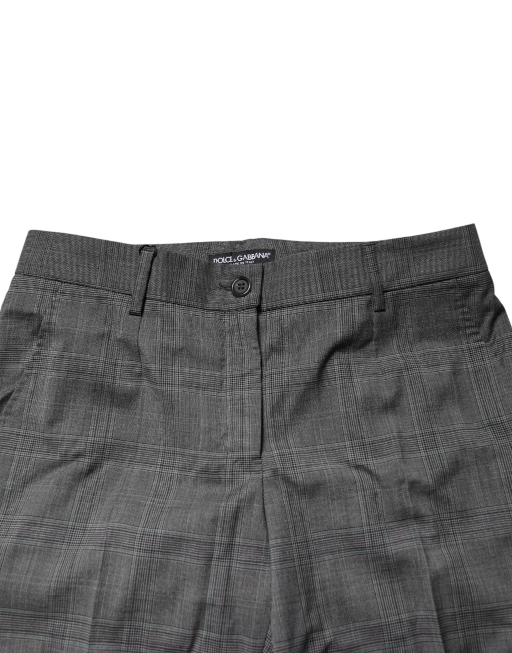 Dolce & Gabbana Dark Grey Checked Tartan Trousers in Pure Virgin Wool