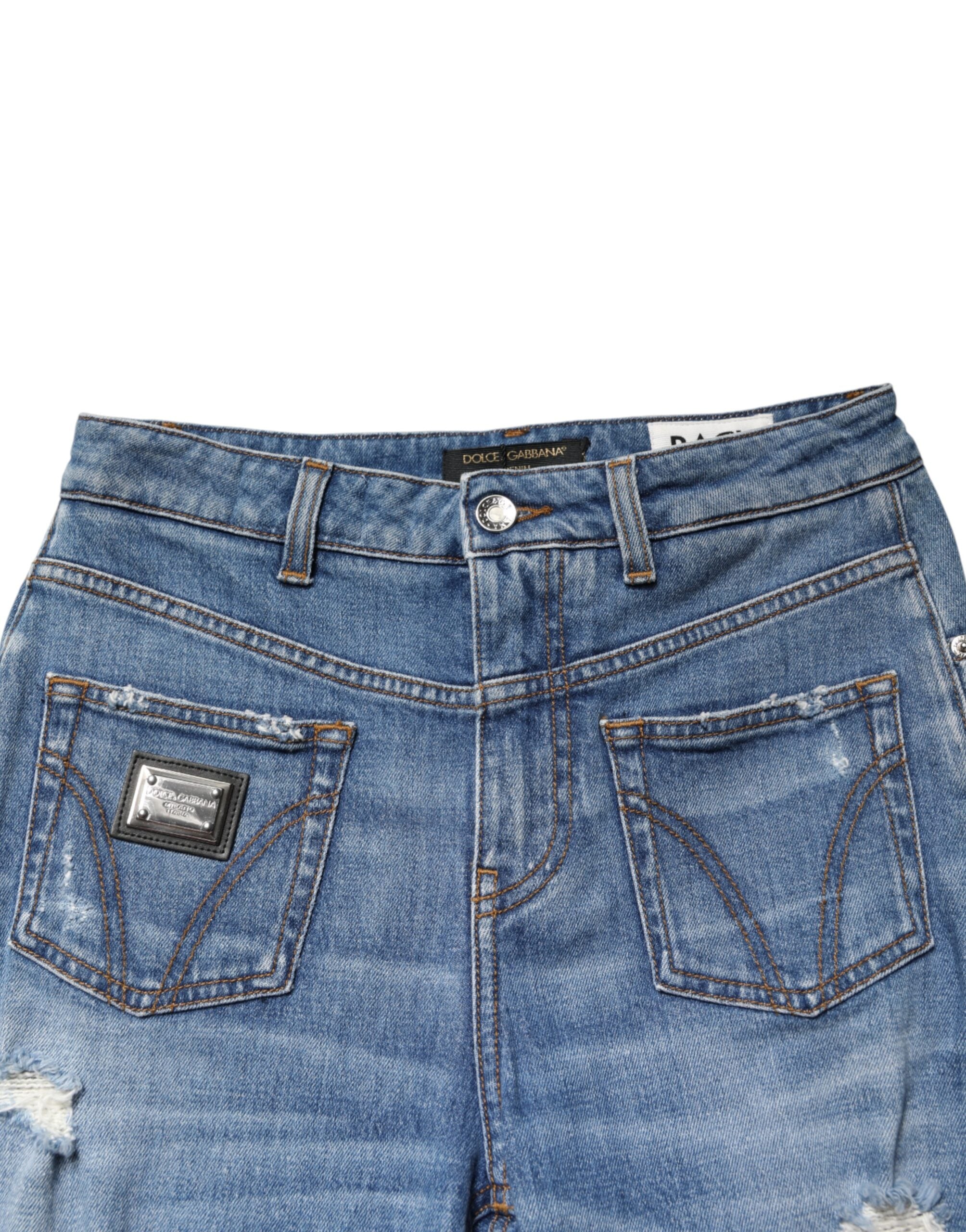 Dolce & Gabbana Washed Cotton Denim Used-Look Jeans