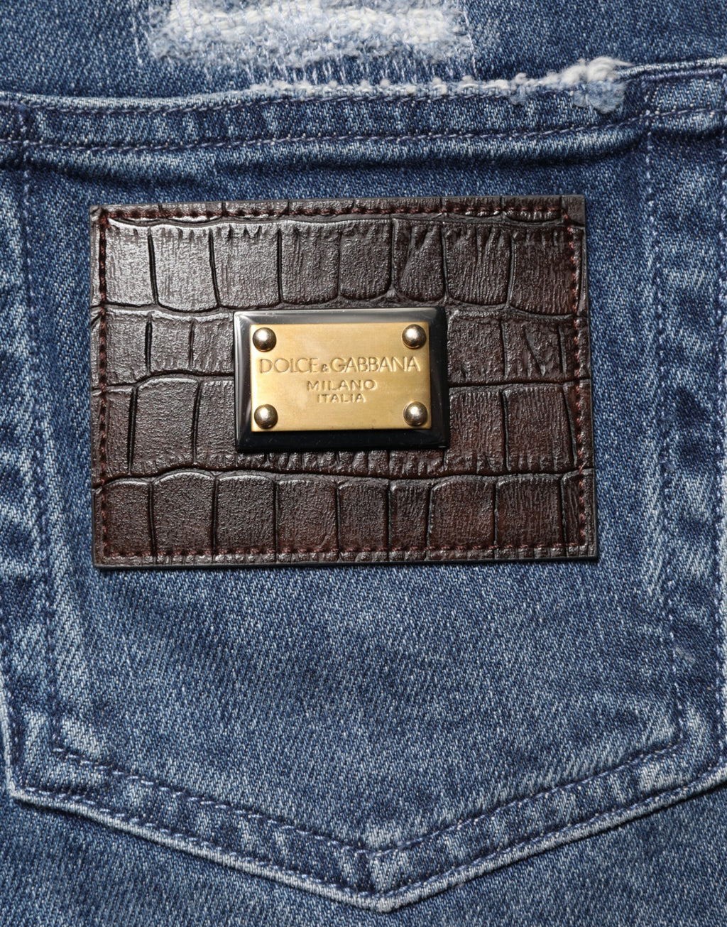 Dolce & Gabbana Distressed Blue-Wash-Jeans mit Logo GRACE