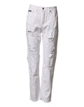 Dolce & Gabbana White Distressed Boyfriend Jeans in Cotton