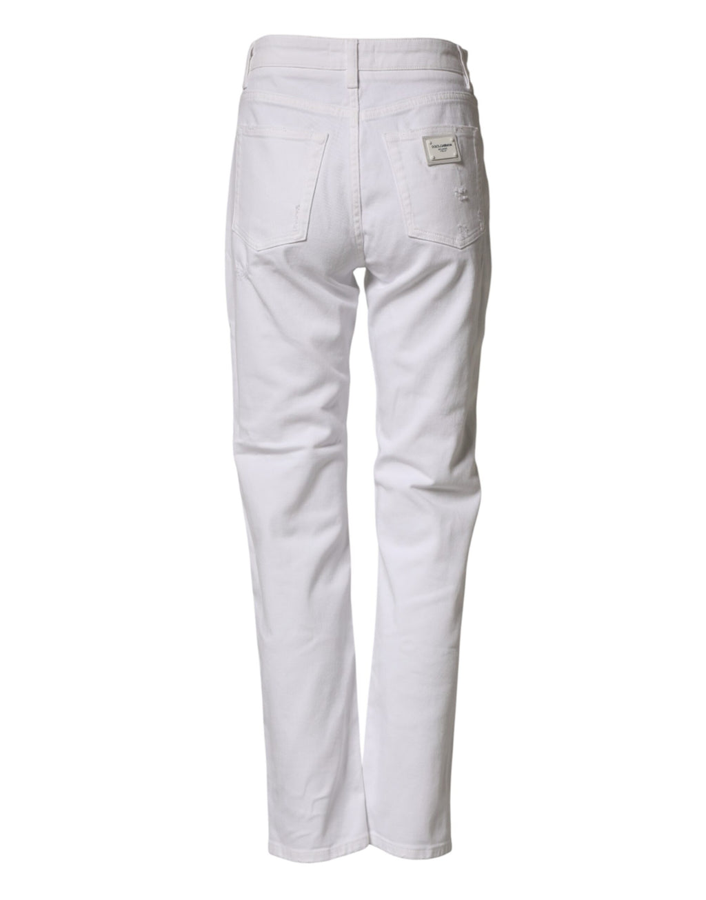 Dolce & Gabbana White Distressed Boyfriend Jeans in Cotton