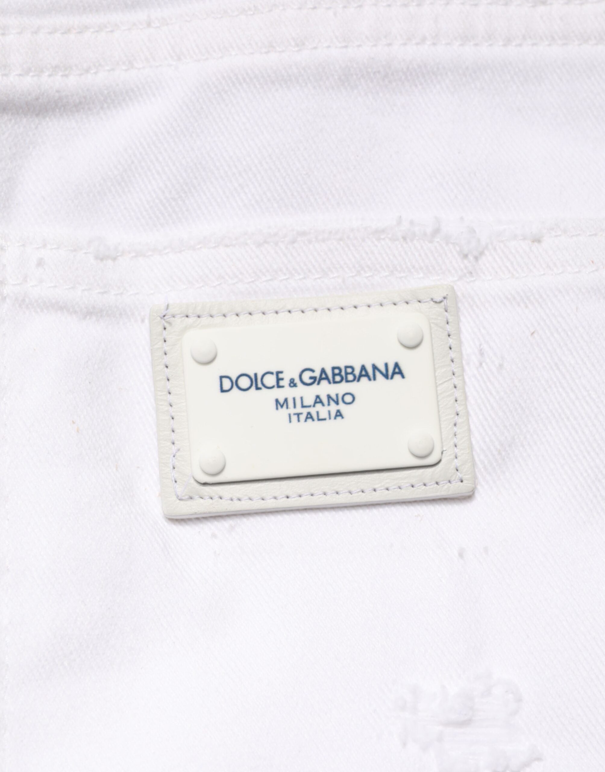 Dolce & Gabbana White Distressed Boyfriend Jeans in Cotton
