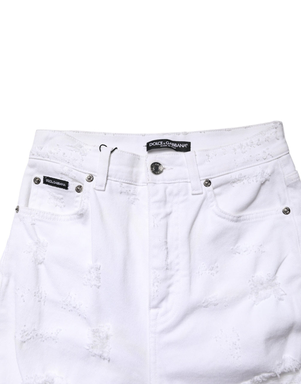 Dolce & Gabbana Weiße Destroyed High-Waist-Jeans