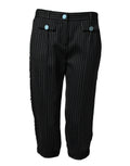 Dolce & Gabbana Black Cropped Wool Trousers with Stripes