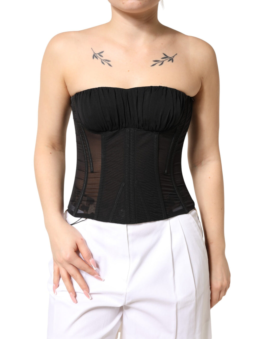 Dolce & Gabbana Black Silk Lace Corset Bustier