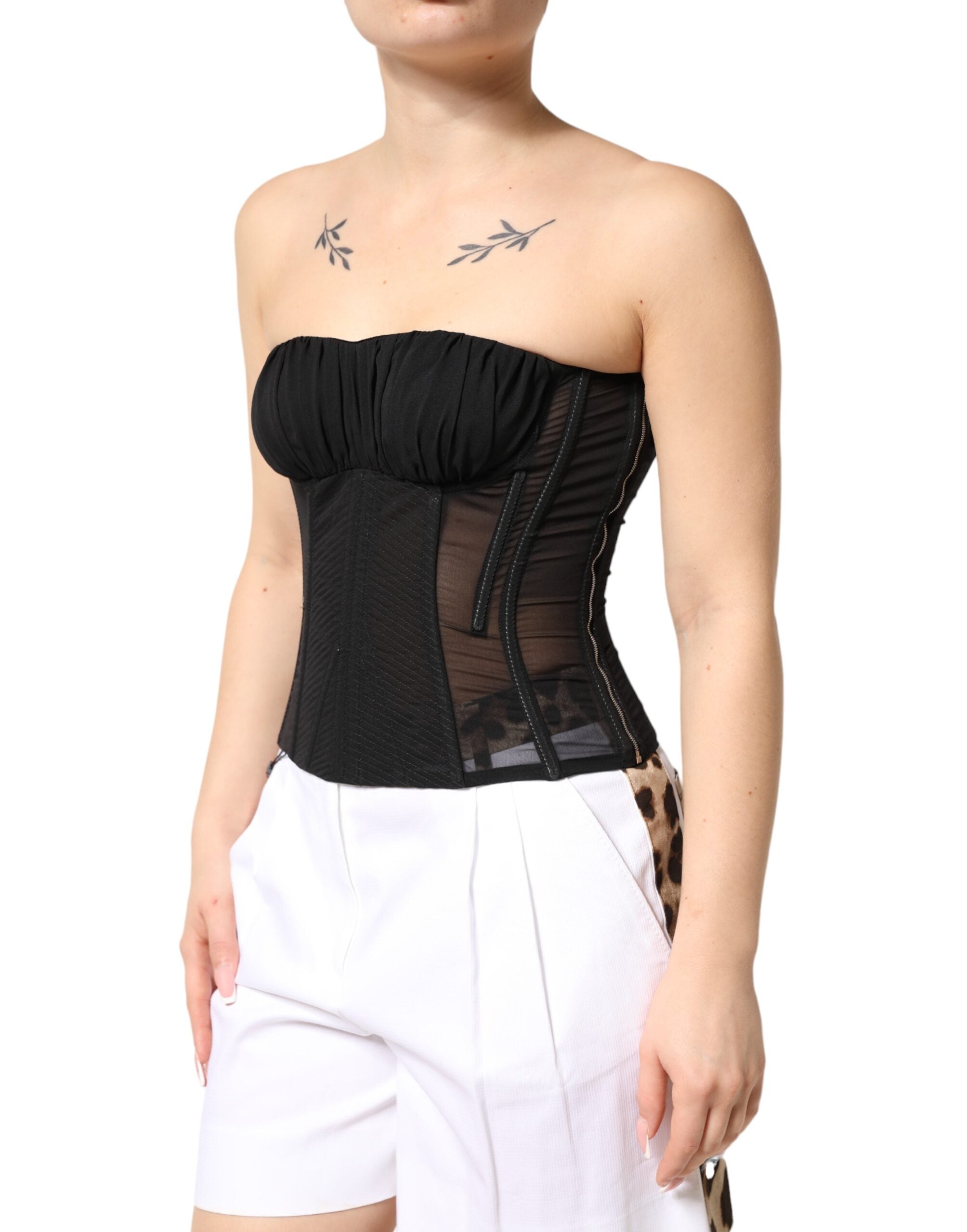 Dolce & Gabbana Black Silk Lace Corset Bustier