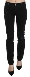 John Galliano Black Low-Waist Jeans with White Paintwork