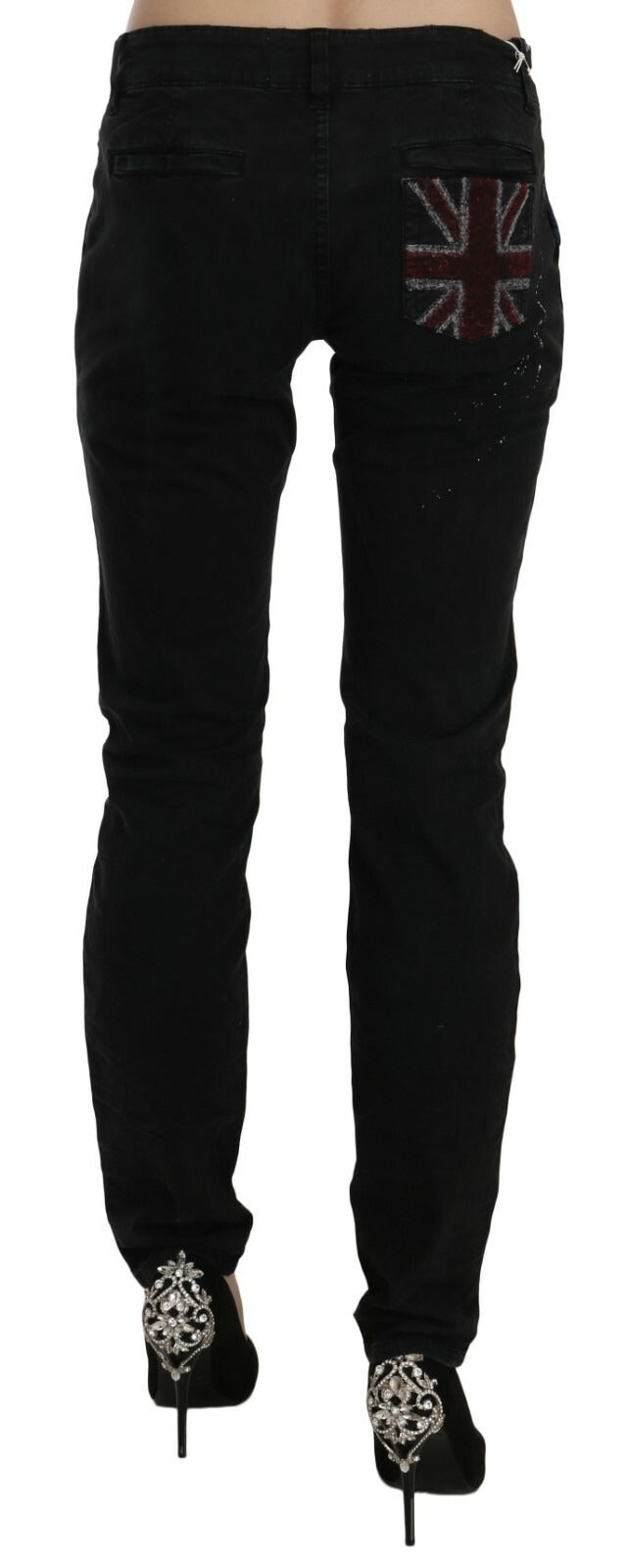 John Galliano Black Low-Waist Jeans with White Paintwork