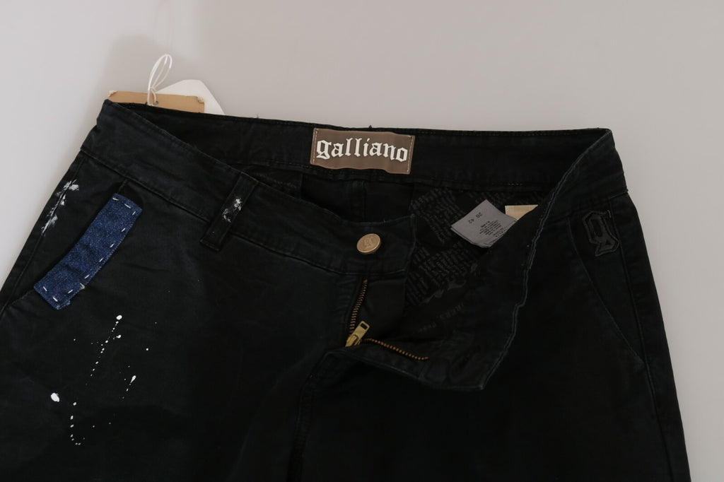 John Galliano Black Low-Waist Jeans with White Paintwork