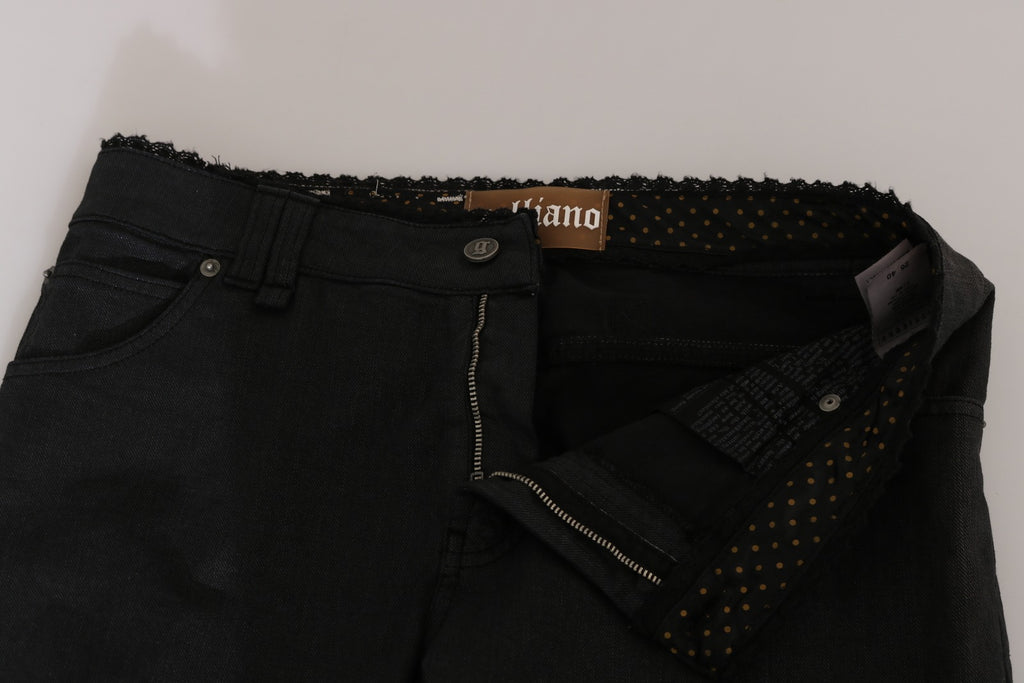 John Galliano Schwarze Mid Waist Skinny-Jeans aus Baumwolle
