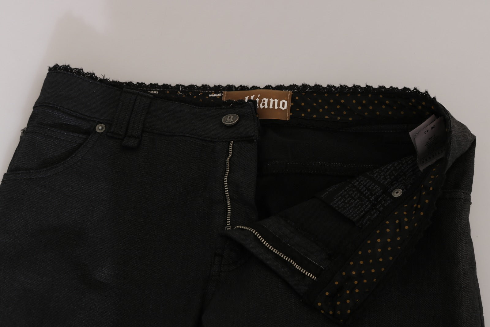 John Galliano Schwarze Mid Waist Skinny-Jeans aus Baumwolle