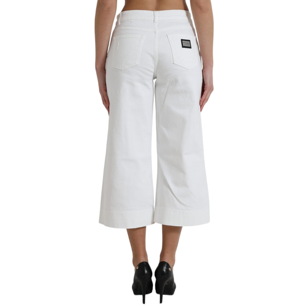 Dolce & Gabbana Weiße, weite Cropped-Jeans aus Baumwolle