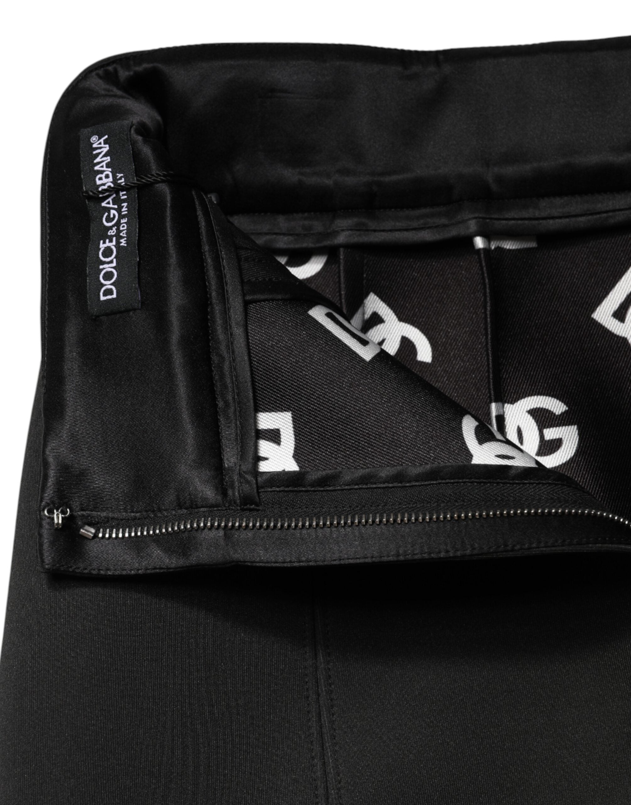 Dolce & Gabbana Schwarzer Minirock aus Nylon im Bleistift-Schnitt mit hoher Taille