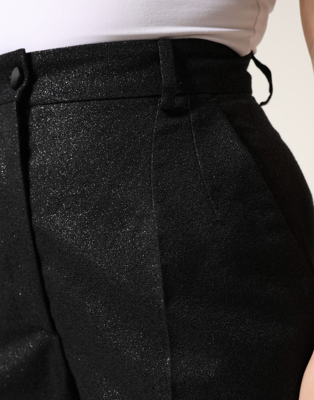 Dolce & Gabbana Schwarze Polyester-Shorts mit hohem Bund und lässigem Schnitt