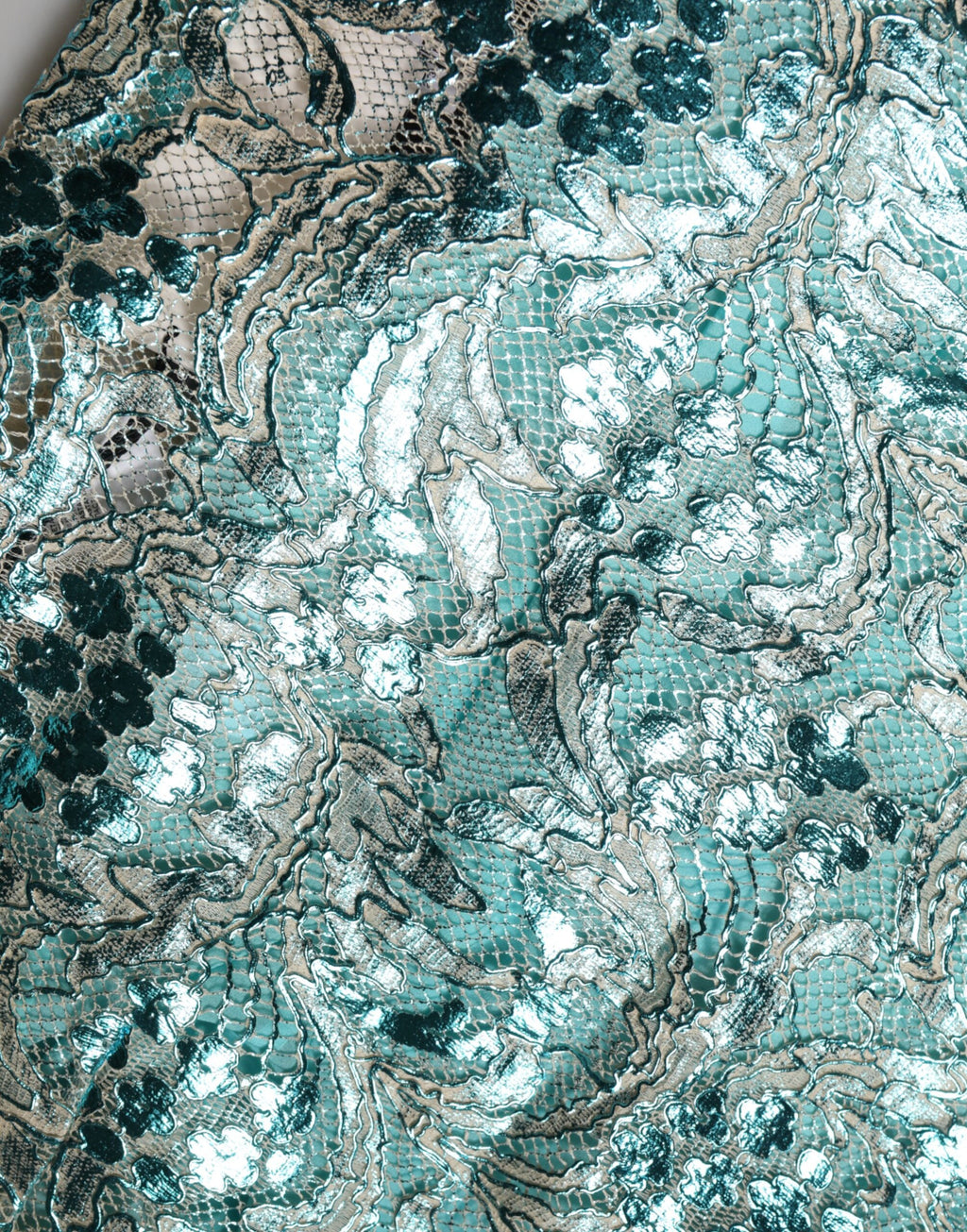 Dolce & Gabbana Blue Floral Brocade High-Waisted Mini Skirt