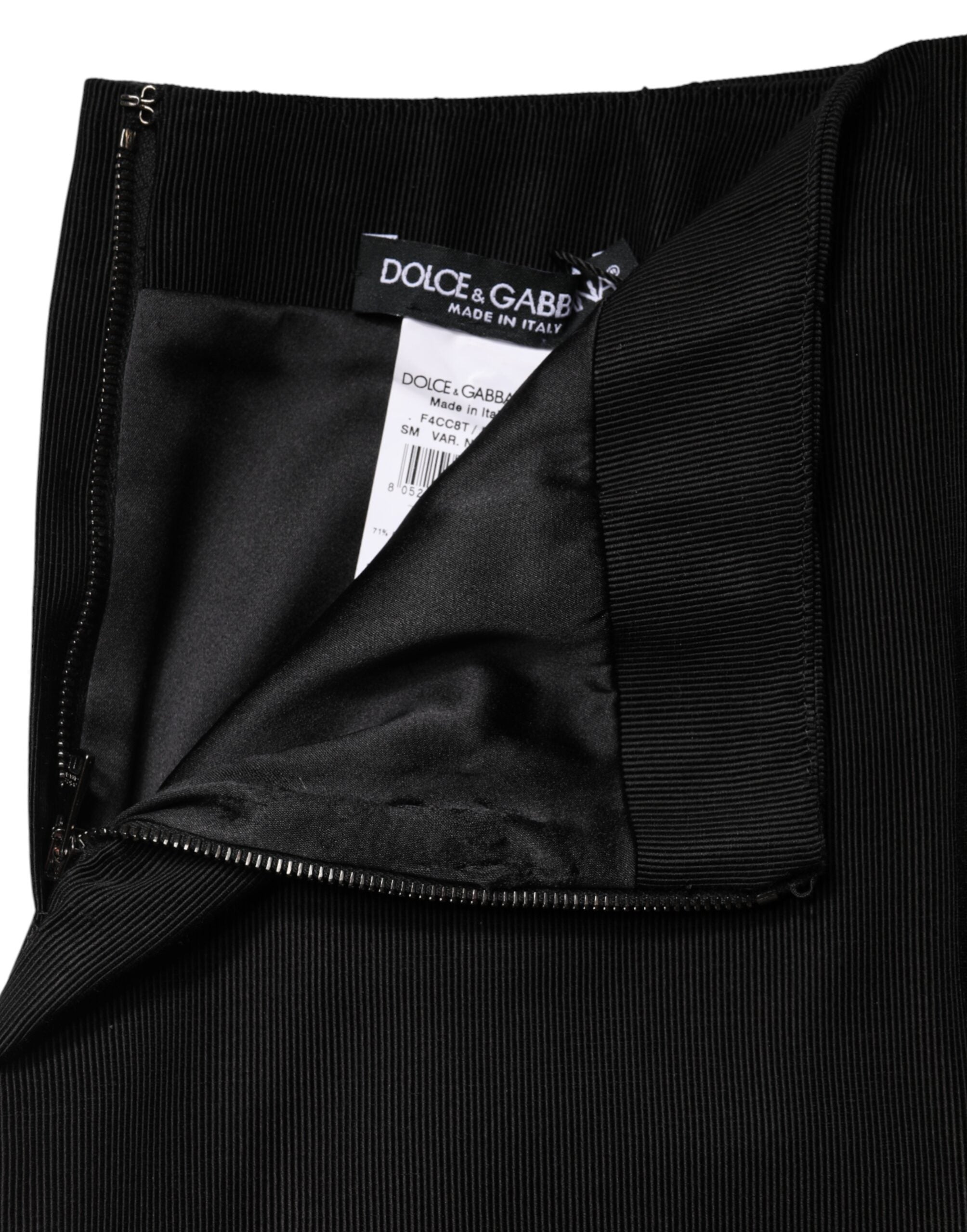 Dolce & Gabbana Schwarzer Baumwoll-Bleistiftrock mit hoher Taille