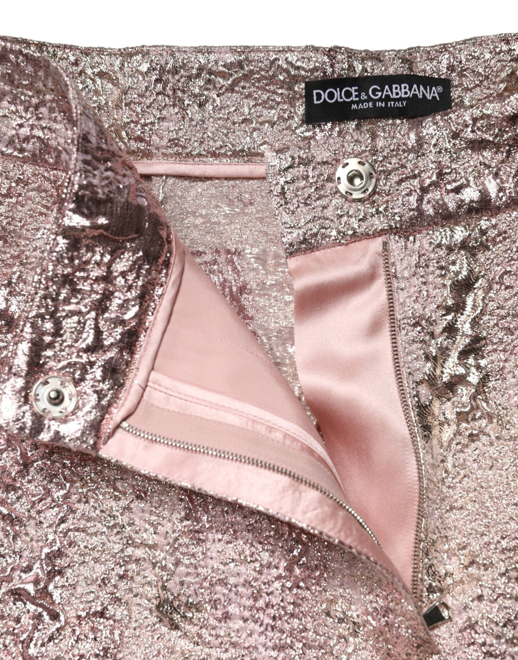 Dolce & Gabbana Pink Jacquard High-Waist Hotpants