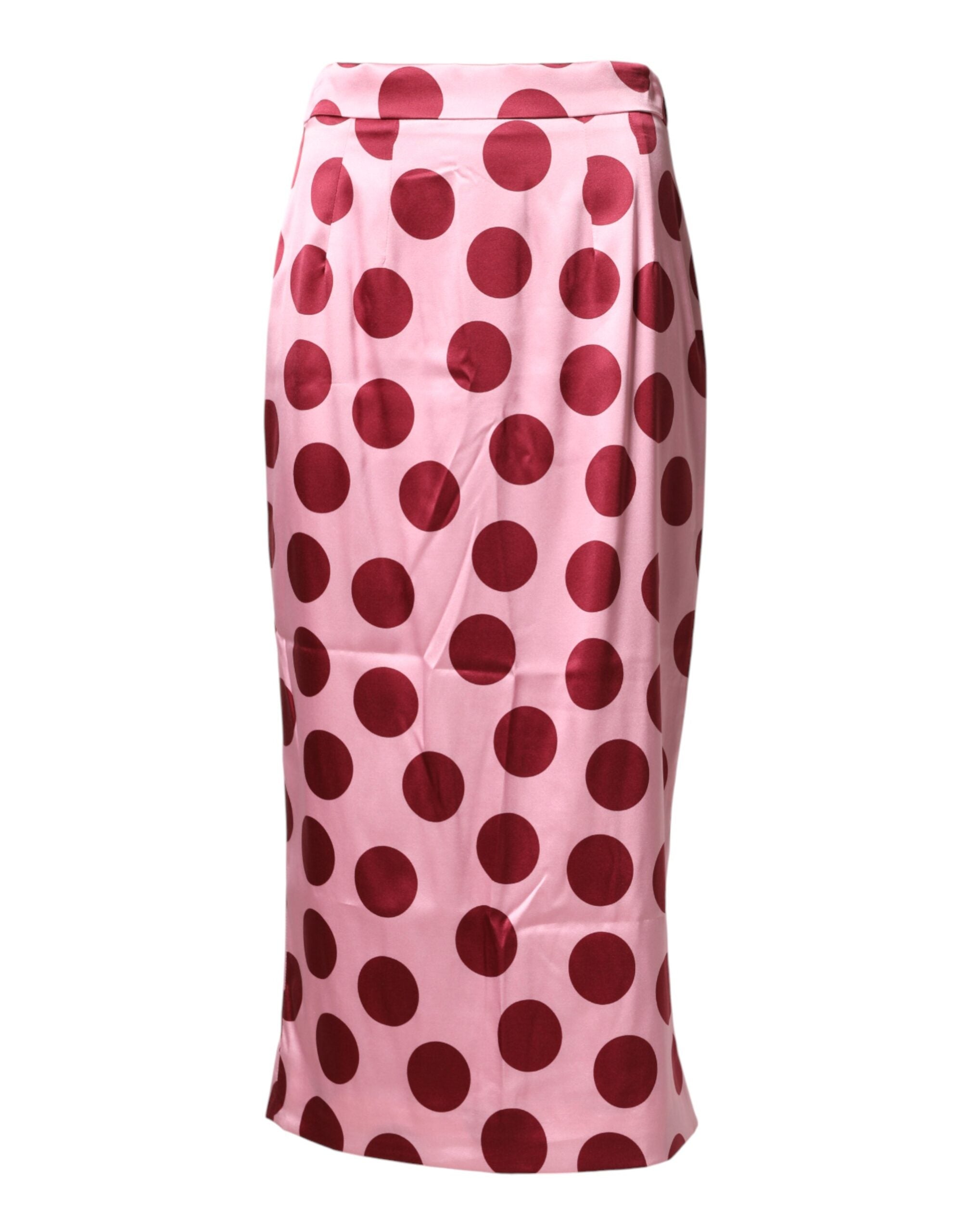 Dolce & Gabbana Pink Polka Dot Silk Pencil Skirt