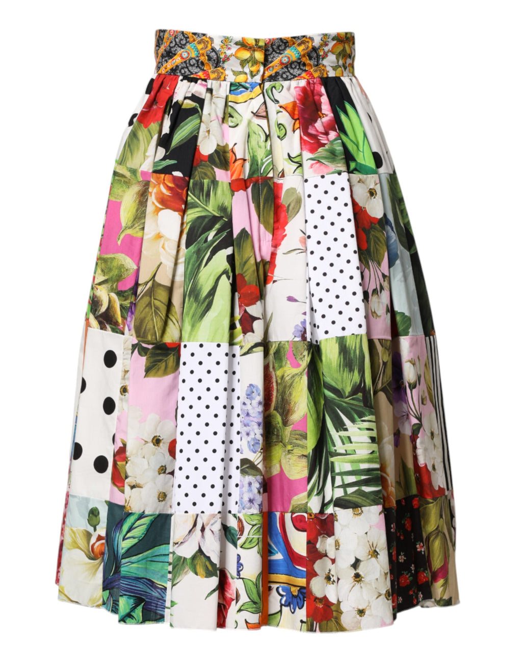 Dolce & Gabbana Bunter Patchwork-Rock mit hoher Taille und Midi-Länge