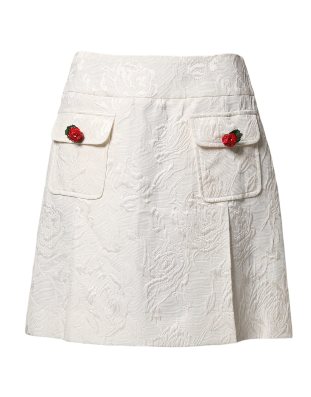 Dolce & Gabbana White Floral Brocade High-Waisted Mini Skirt