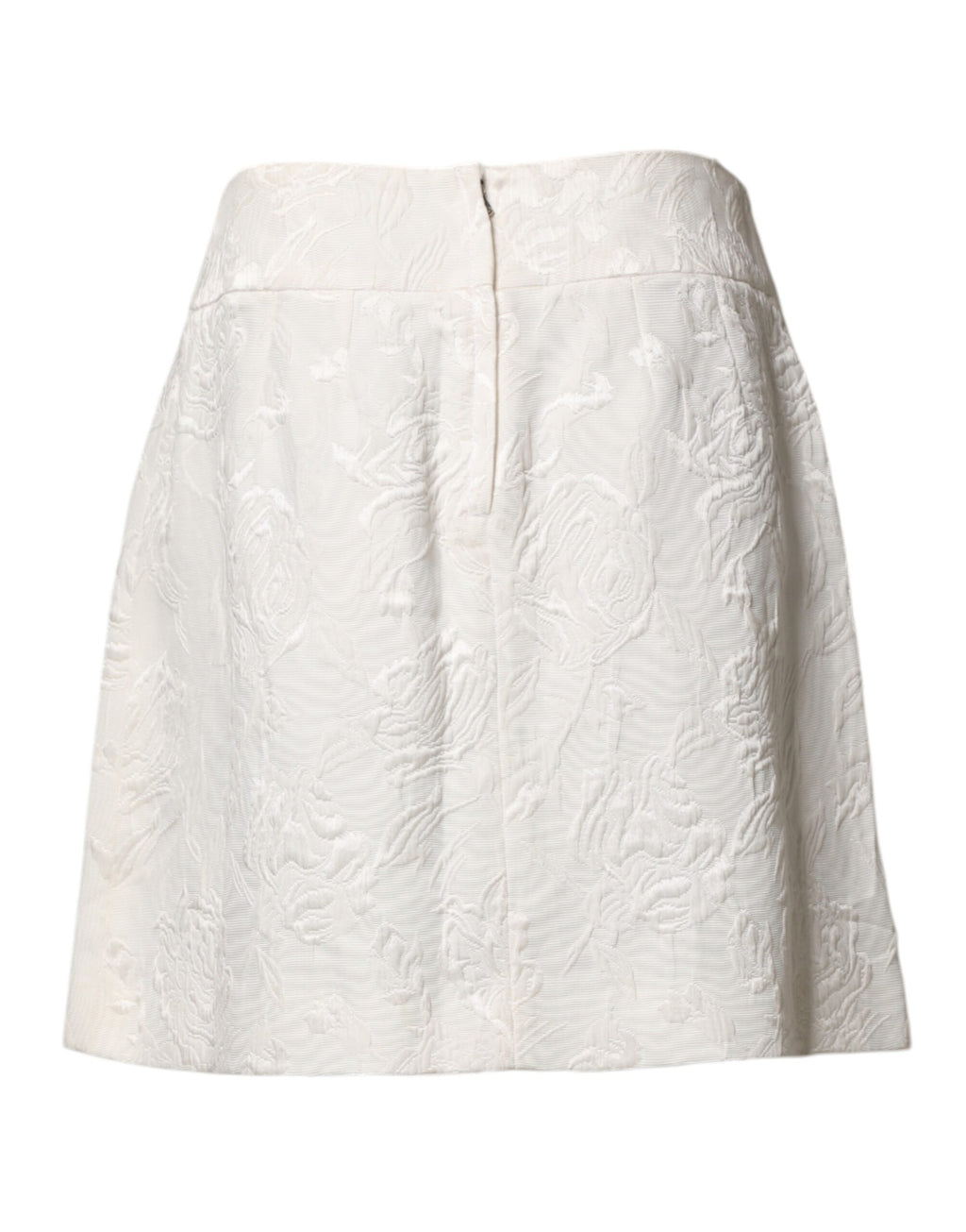 Dolce & Gabbana White Floral Brocade High-Waisted Mini Skirt
