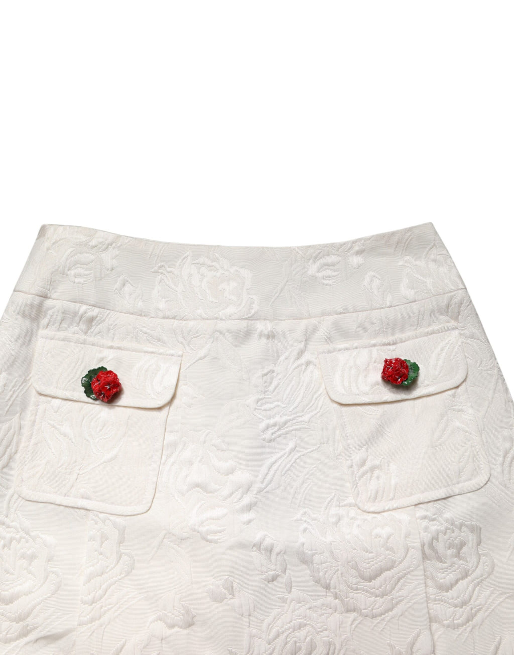 Dolce & Gabbana White Floral Brocade High-Waisted Mini Skirt