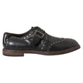 Dolce & Gabbana Black Studded Leather Monk Shoes