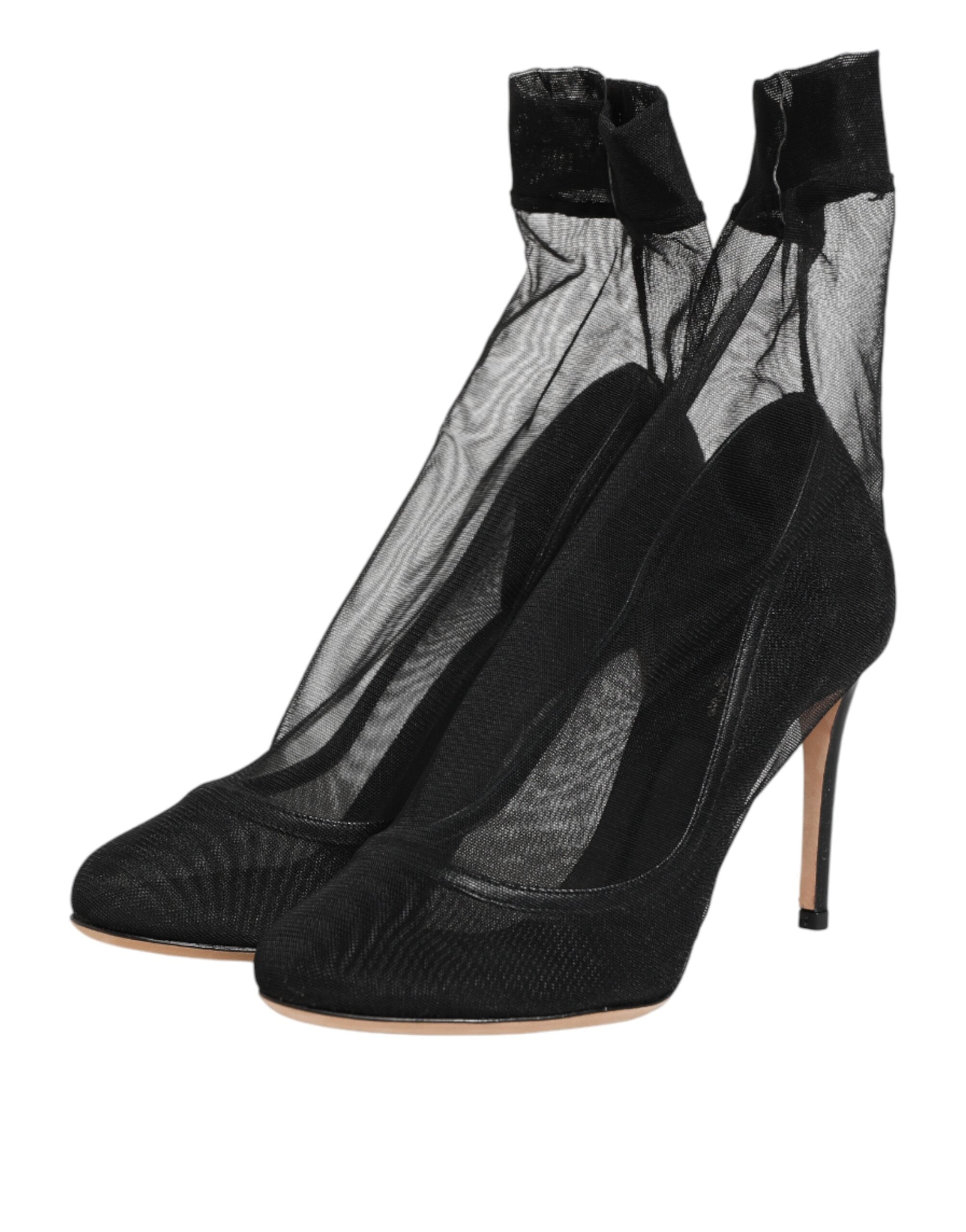 Dolce & Gabbana Schwarze Stretch-Mesh-Sockenstiefel aus Nylon