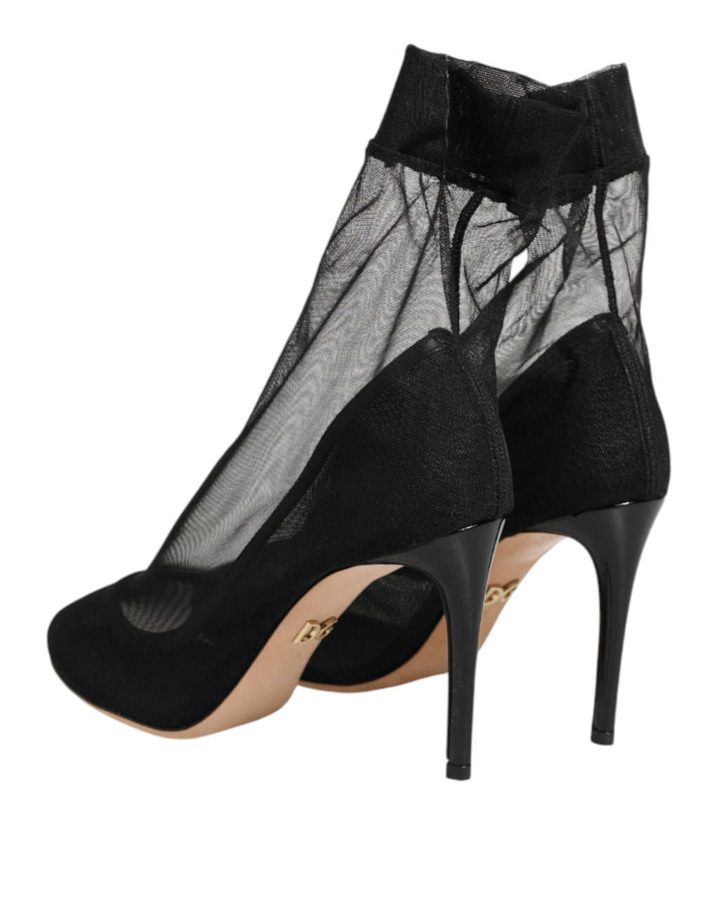 Dolce & Gabbana Schwarze Stretch-Mesh-Sockenstiefel aus Nylon
