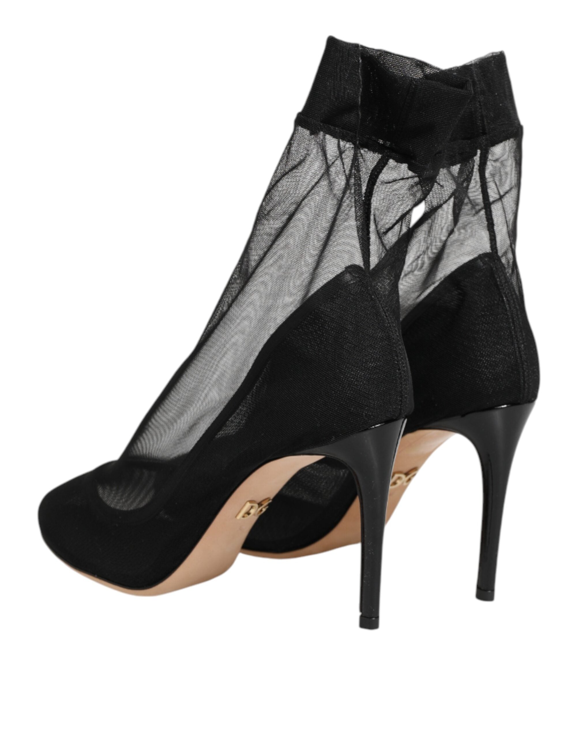 Dolce & Gabbana Schwarze Stretch-Mesh-Sockenstiefel aus Nylon
