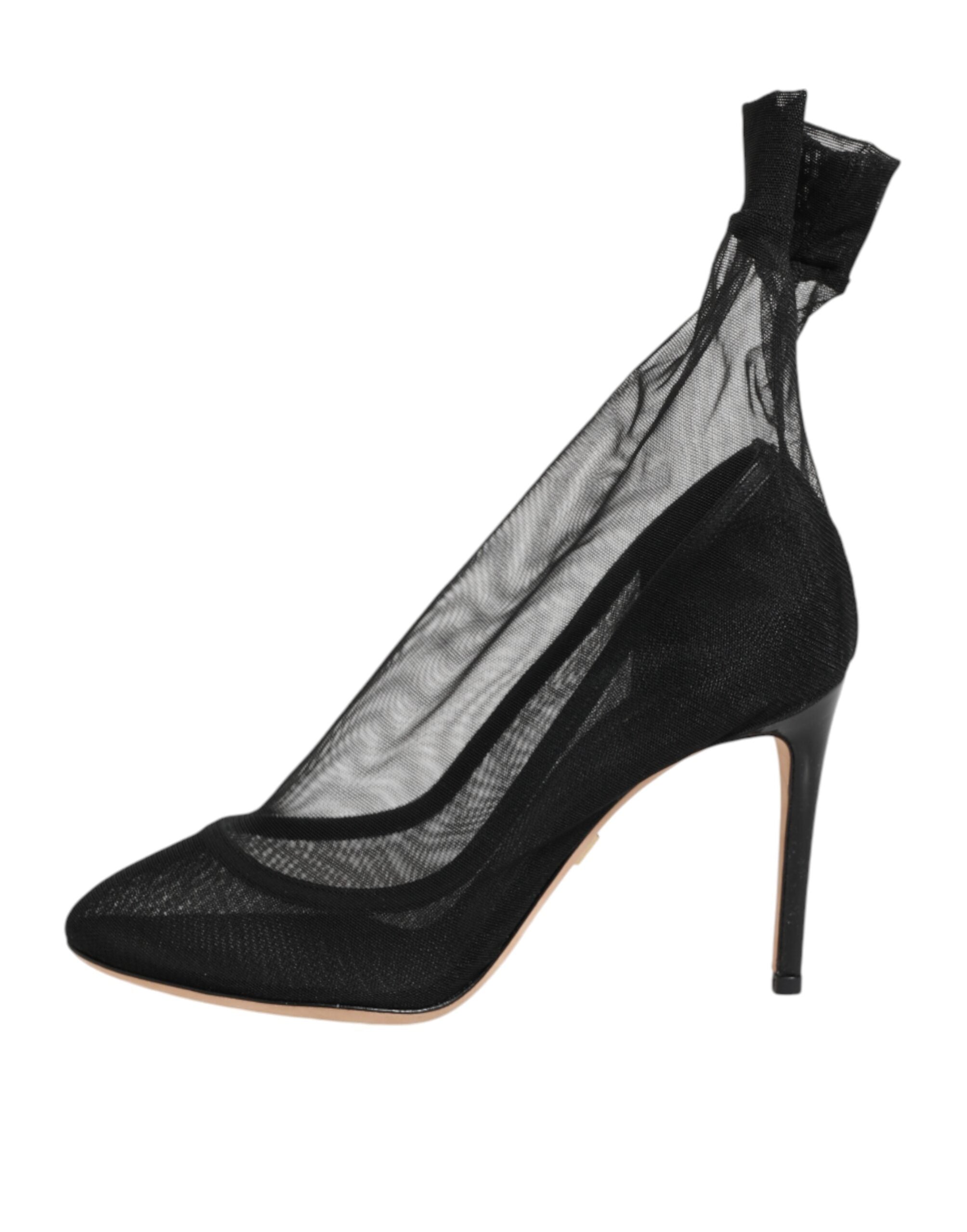 Dolce & Gabbana Schwarze Stretch-Mesh-Sockenstiefel aus Nylon