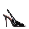Amina Muaddi Schwarze Leder-Stiletto-Sandalen