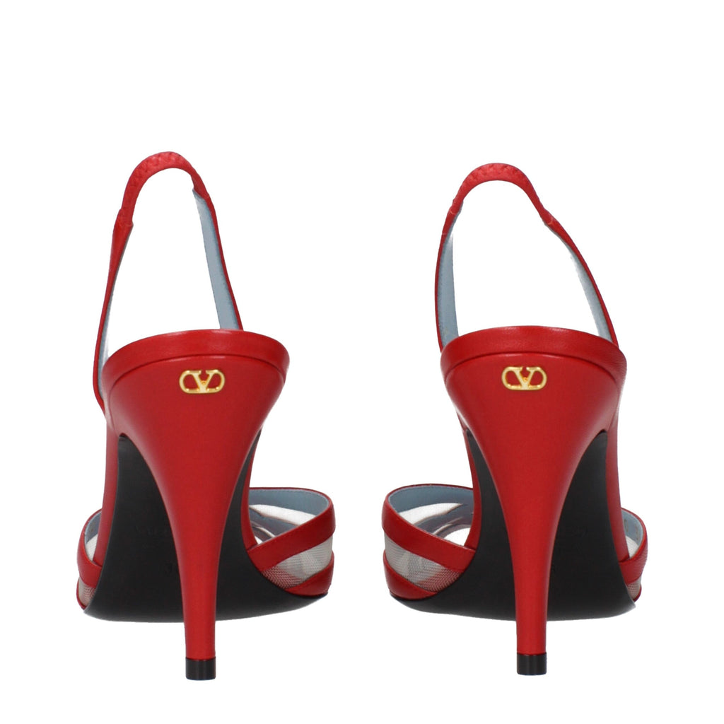 Valentino Garavani Rote Leder-Stilettosandalen