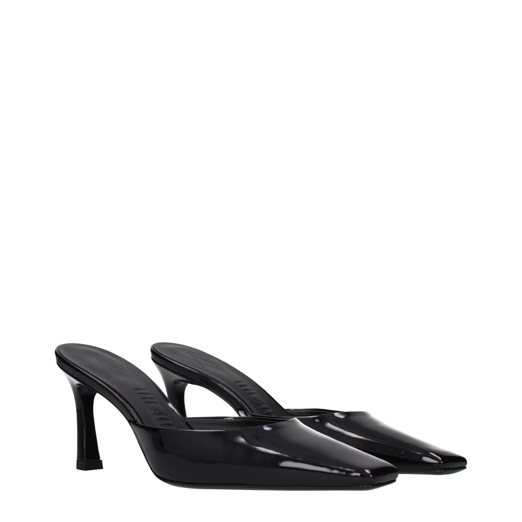 The Attico Schwarze flache Sandalen aus Leder