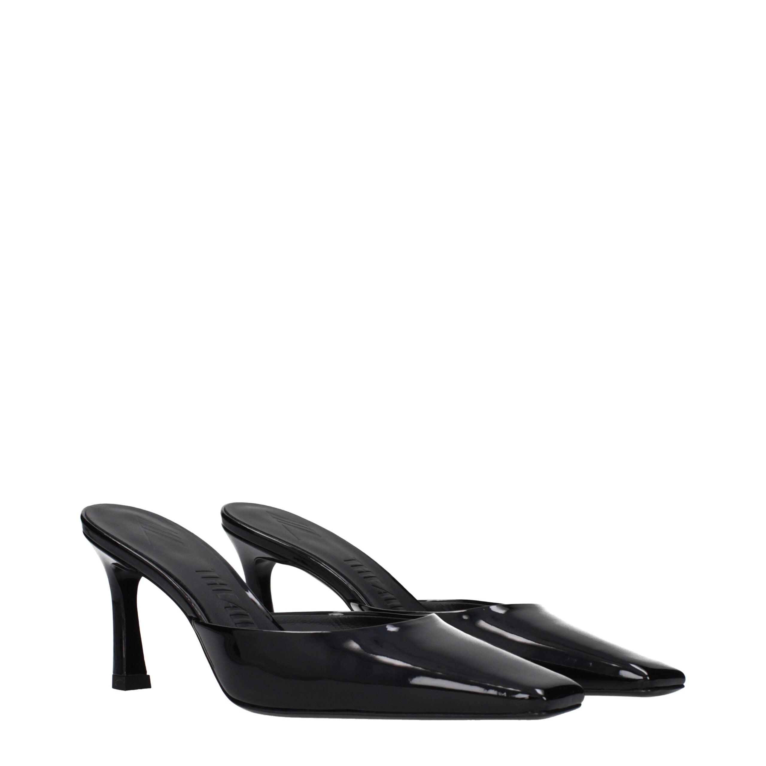 The Attico Schwarze flache Sandalen aus Leder