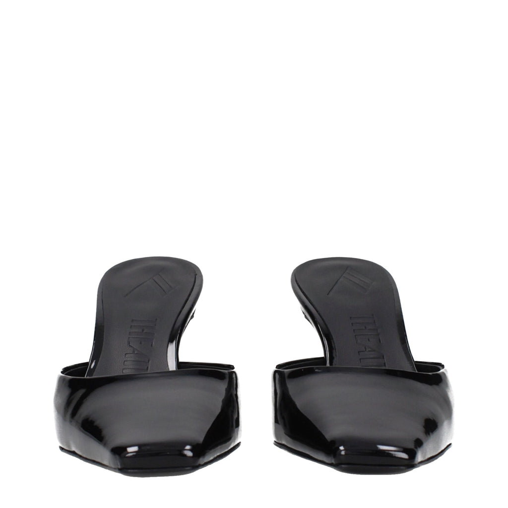 The Attico Schwarze flache Sandalen aus Leder