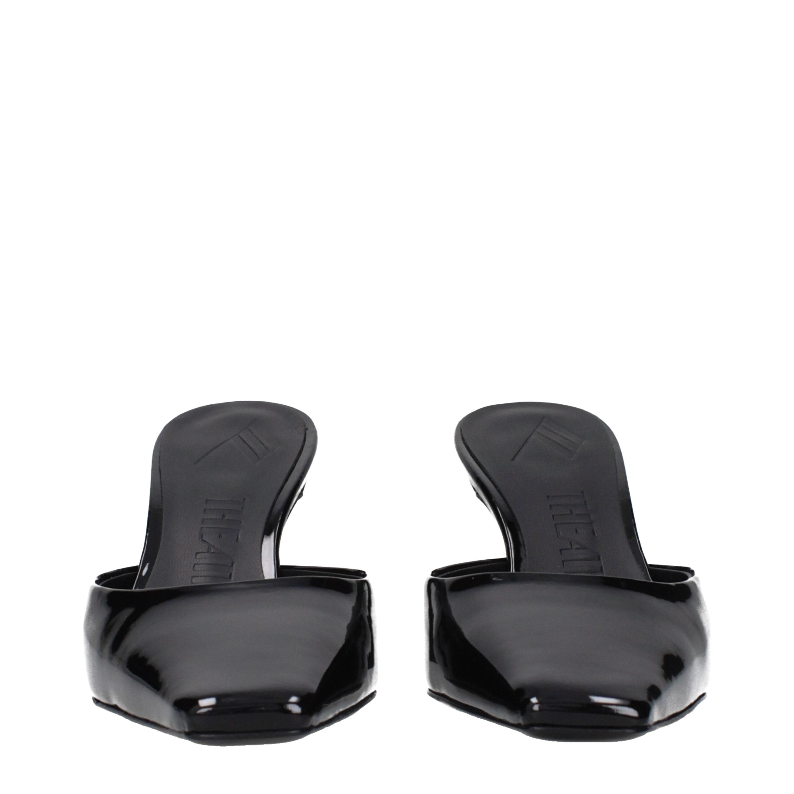 The Attico Schwarze flache Sandalen aus Leder