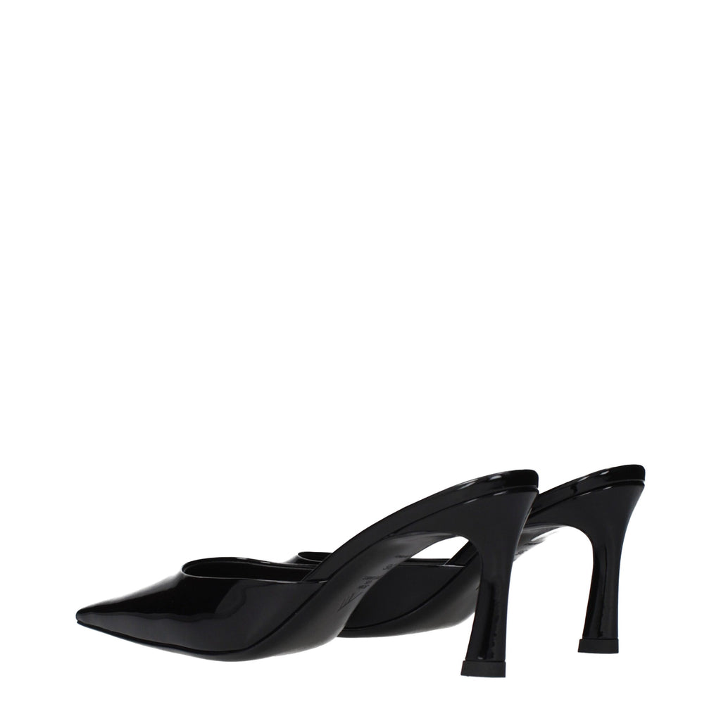 The Attico Schwarze flache Sandalen aus Leder