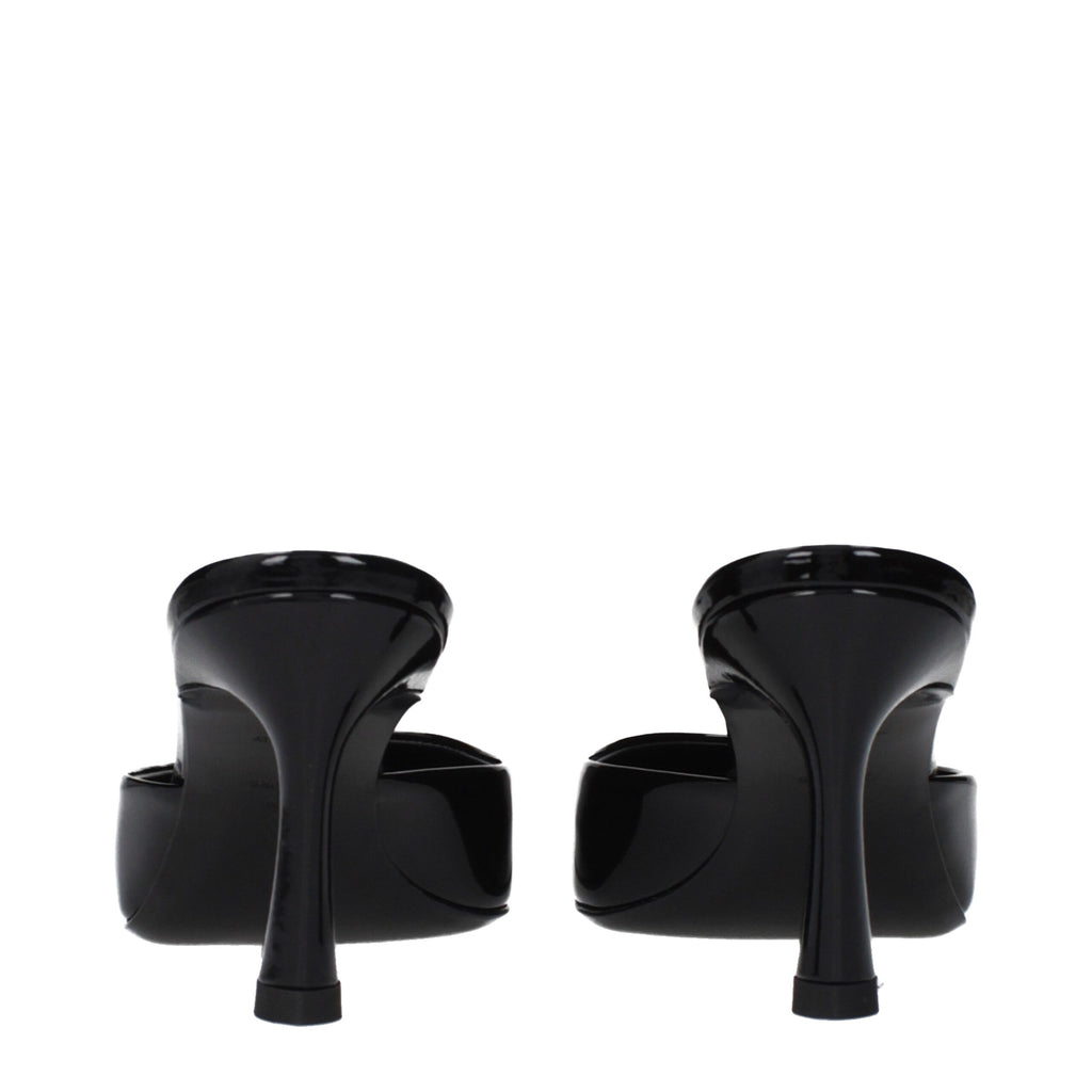 The Attico Schwarze flache Sandalen aus Leder