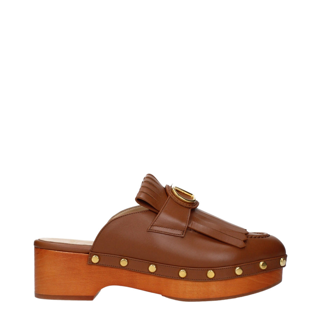 Valentino Garavani Braune Leder-Slipper